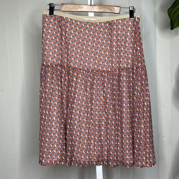 0039 Italy Tiered Short Skirt Geometric Flowy Made in Portugal Size L - Picture 1 of 9